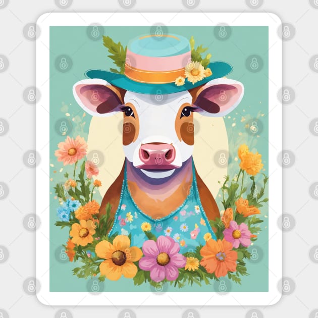 Spring Cow Painting Sticker by Mey Designs